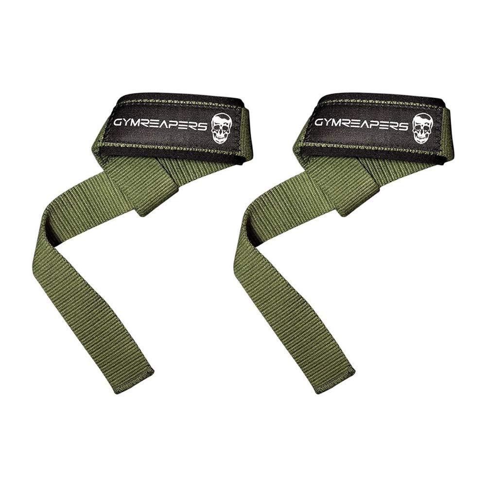 Gymreapers correa frontal con empaque mostrando diseño y color military green, mejora agarre