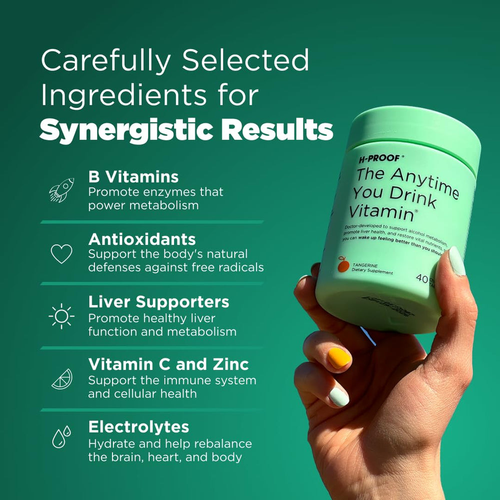 H-PROOF bottle on nightstand to show bedside recovery routine benefit