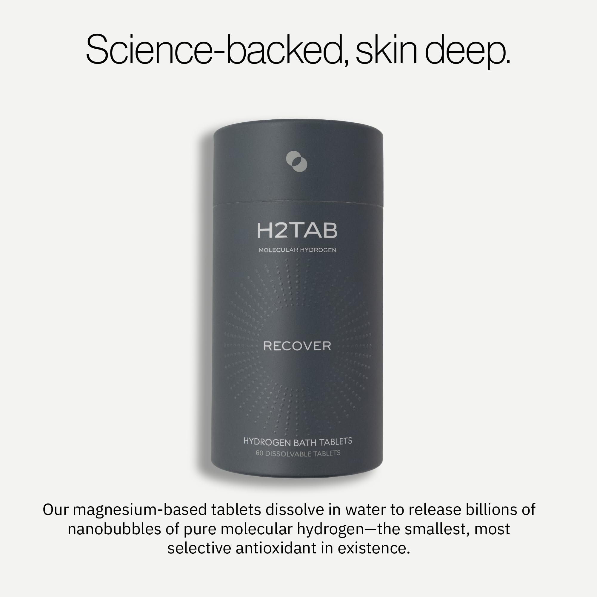 H2TAB primer plano textura de tableta que muestra disolución uniforme y confiable