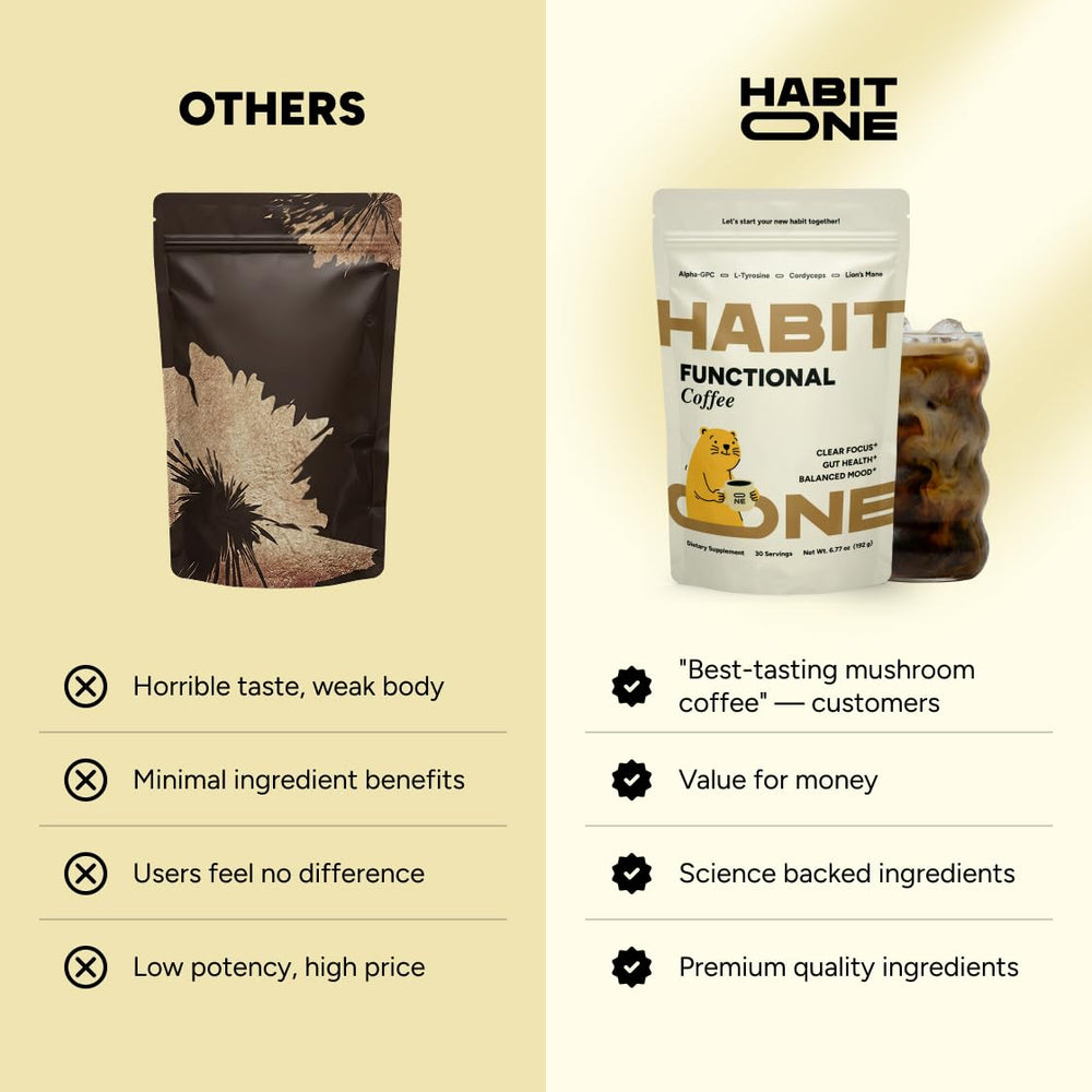 HABIT ONE detalle de etiqueta con ingredientes y beneficios visibles