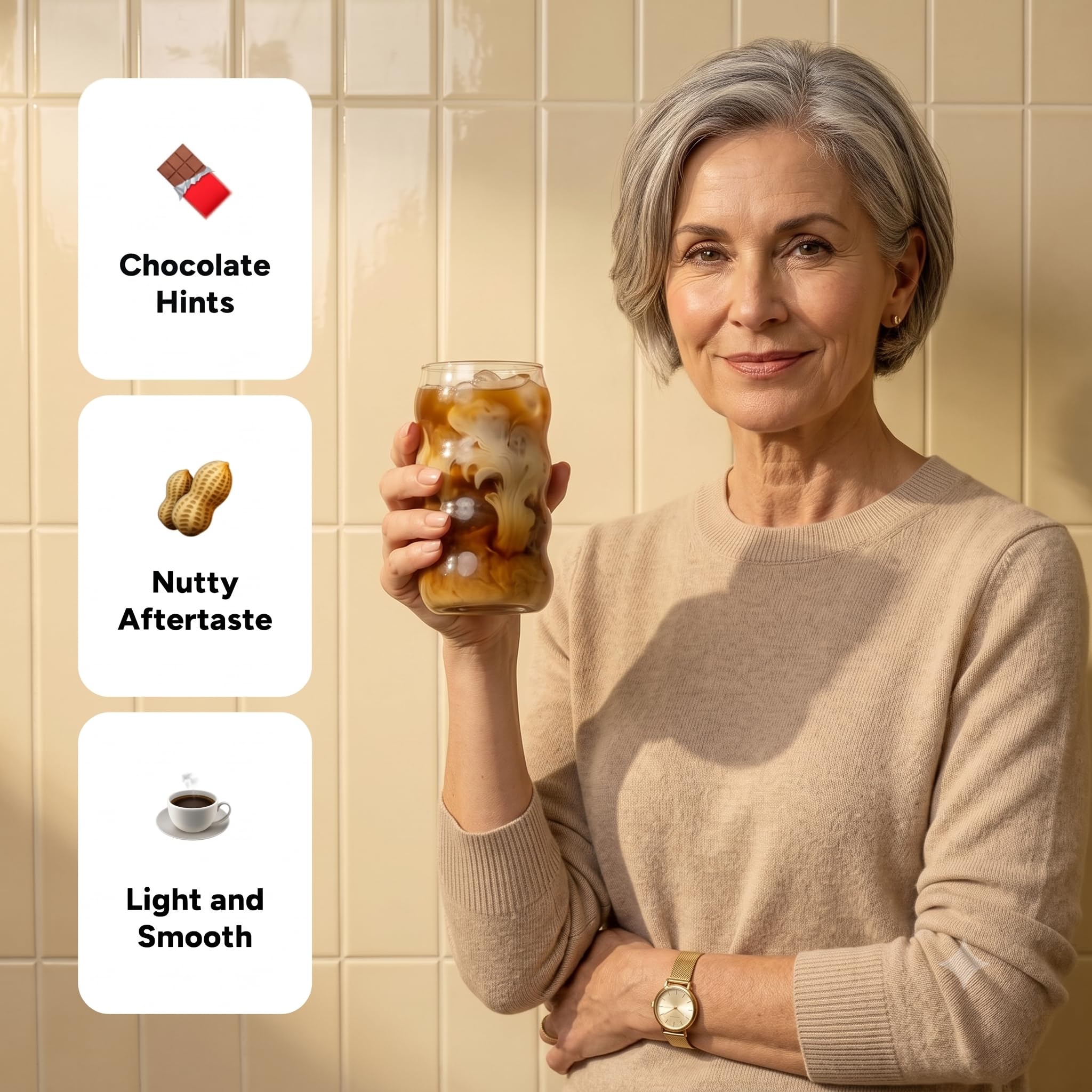 HABIT ONE escena de trabajo con la bebida, enfoque sostenido sin jitters