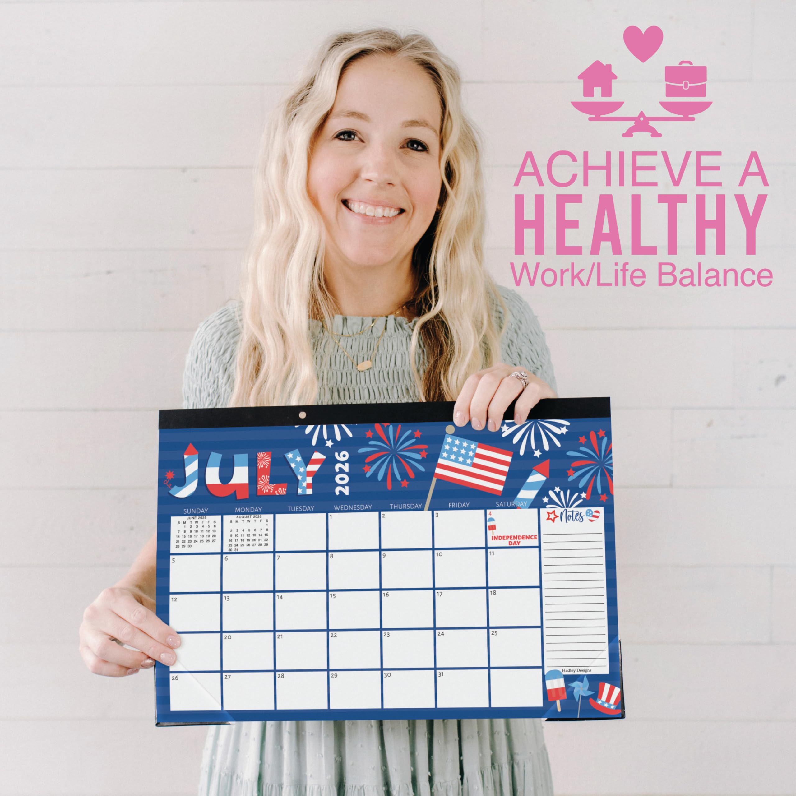 Hadley Designs calendario sobre escritorio con accesorios, mejora productividad diaria