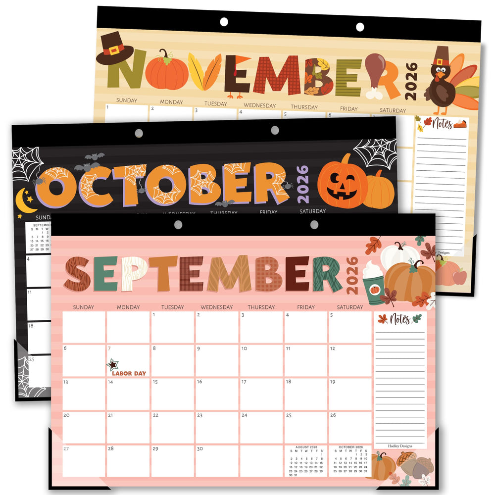 Hadley Designs vista frontal del calendario grande, organización clara y atractiva