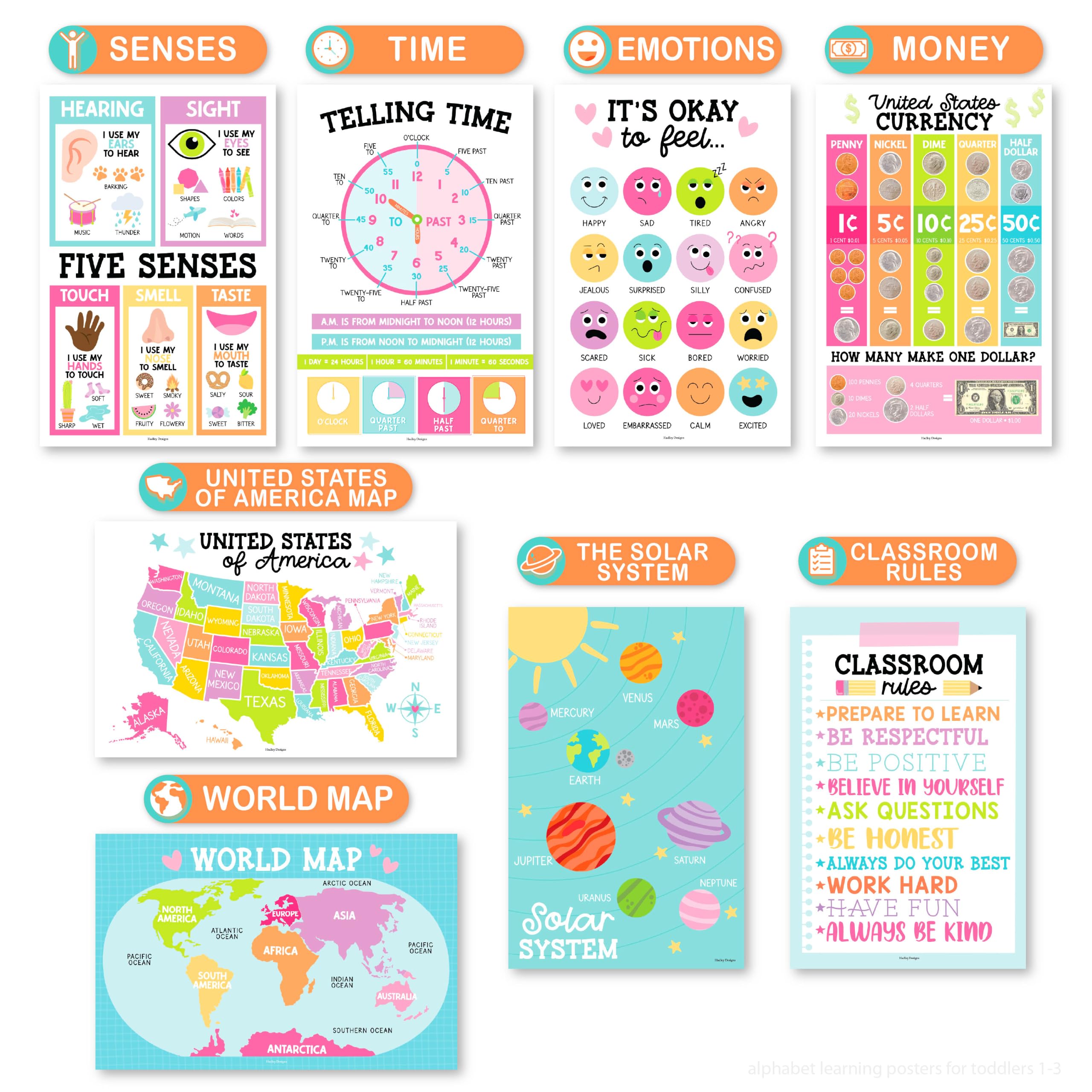 Hadley Designs póster de formas y colores: facilita identificación y clasificación