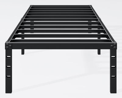 Hafenpo cama individual frontal, estructura metálica robusta y diseño minimalista