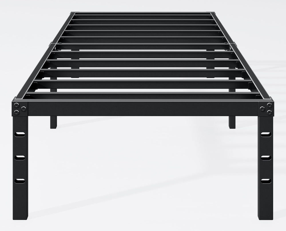 Hafenpo cama individual frontal, estructura metálica robusta y diseño minimalista