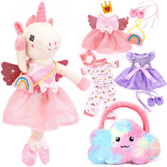 hahaland unicorn ballerina front view showing soft plush and colorful outfit benefits cuddles