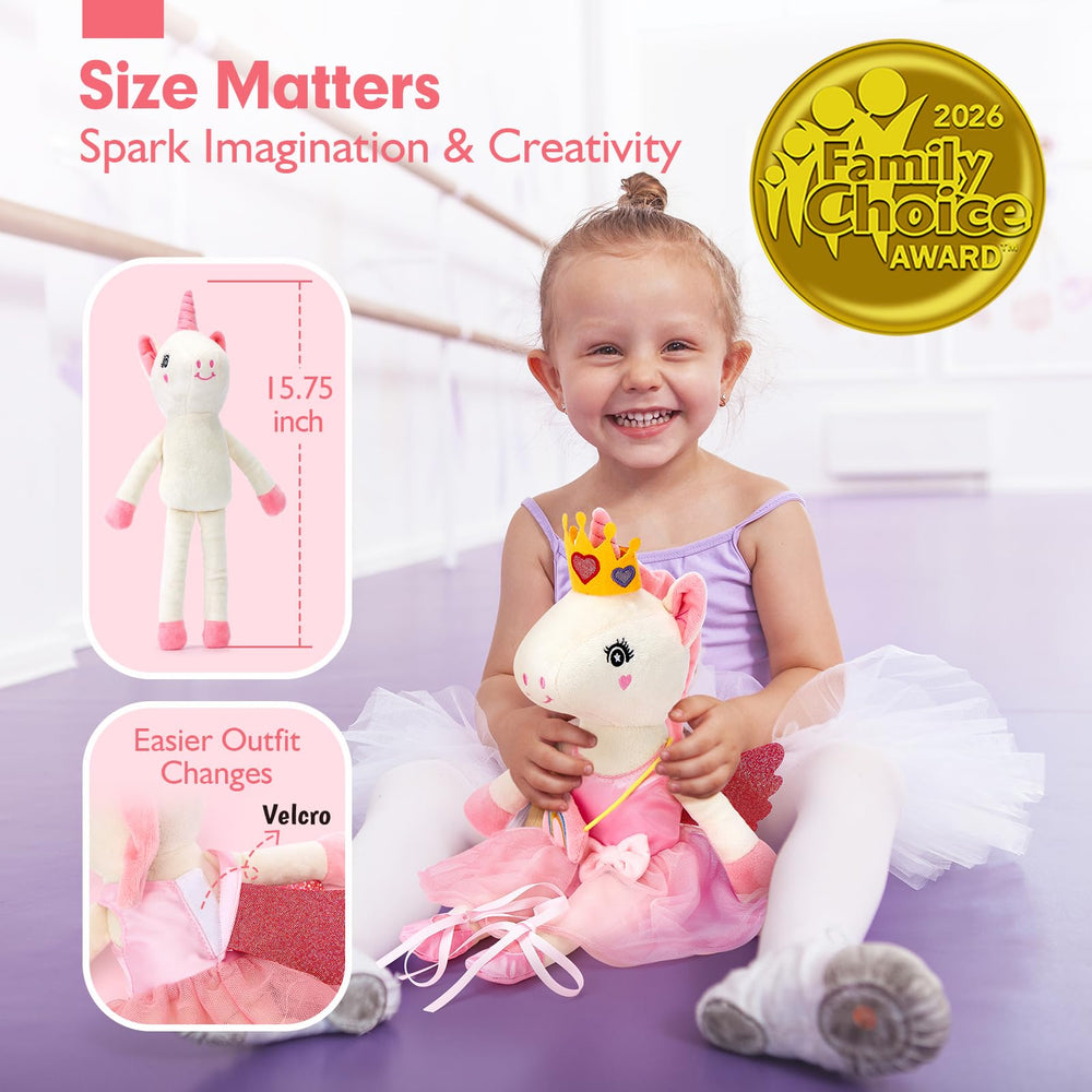 hahaland unicorn outfits laid out to show mix-and-match options for creative play