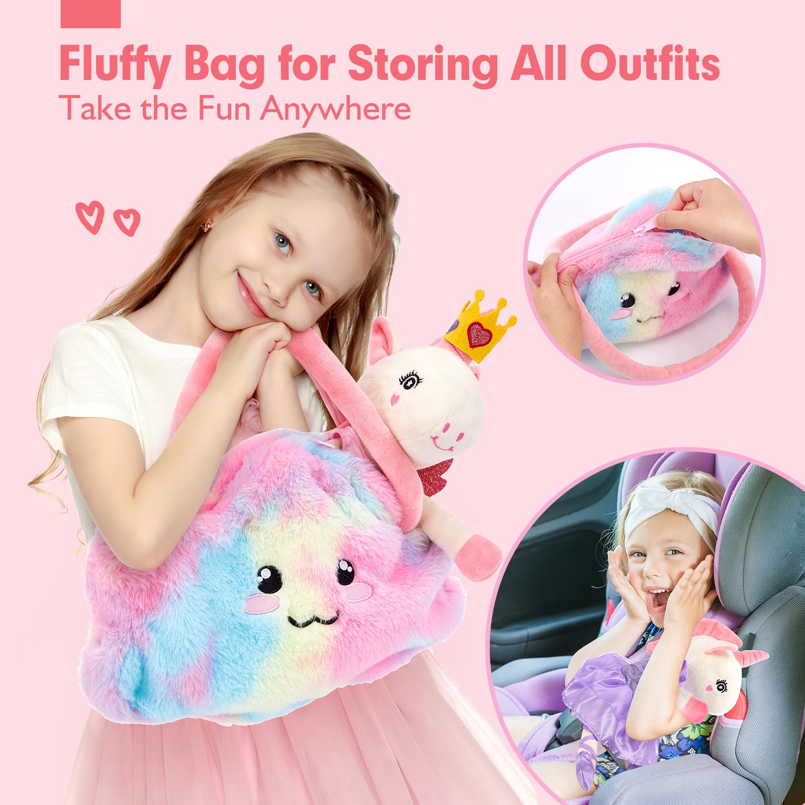 hahaland plush carry bag displayed with doll for tidy travel and organized storage