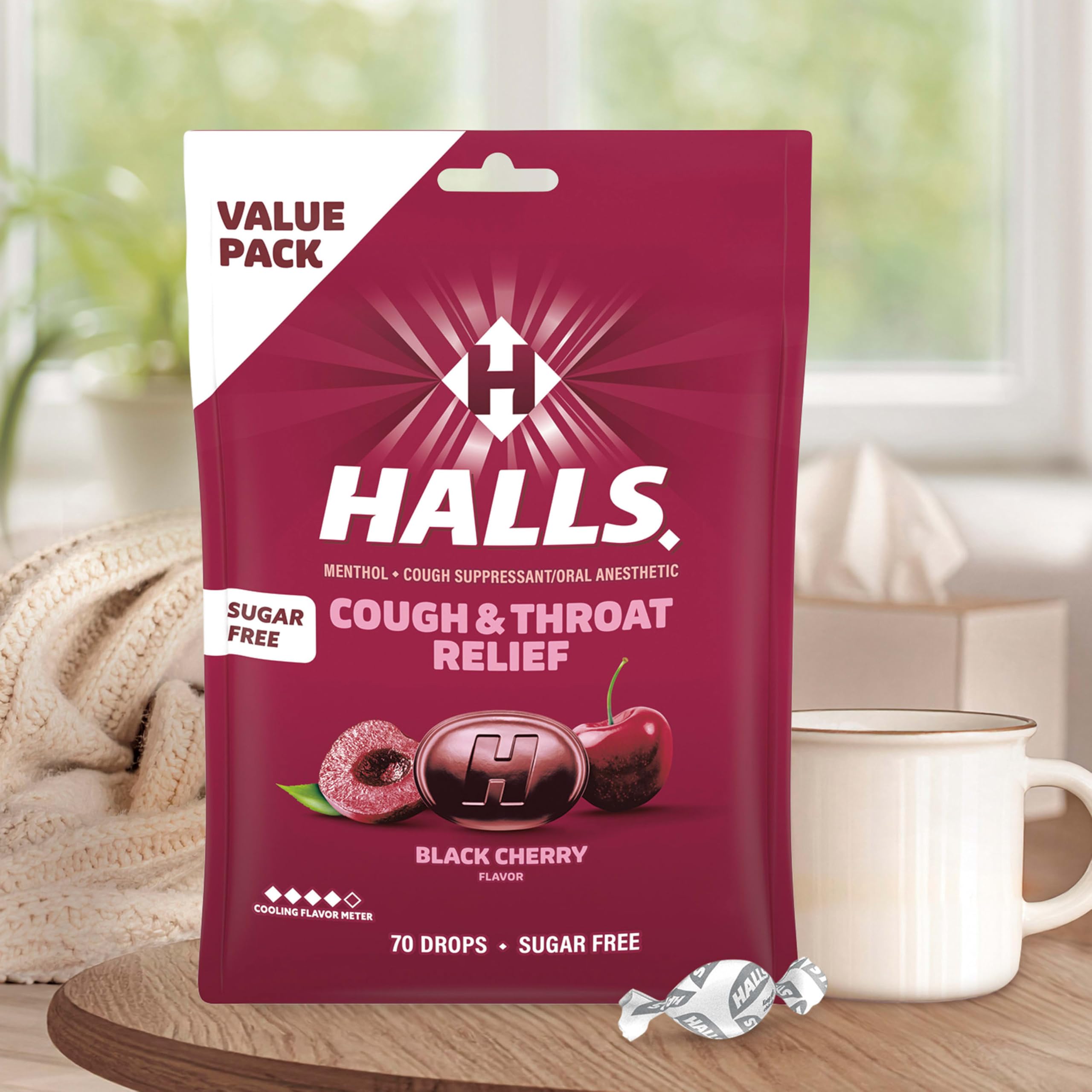 HALLS etiqueta de ingredientes visible para verificar composición