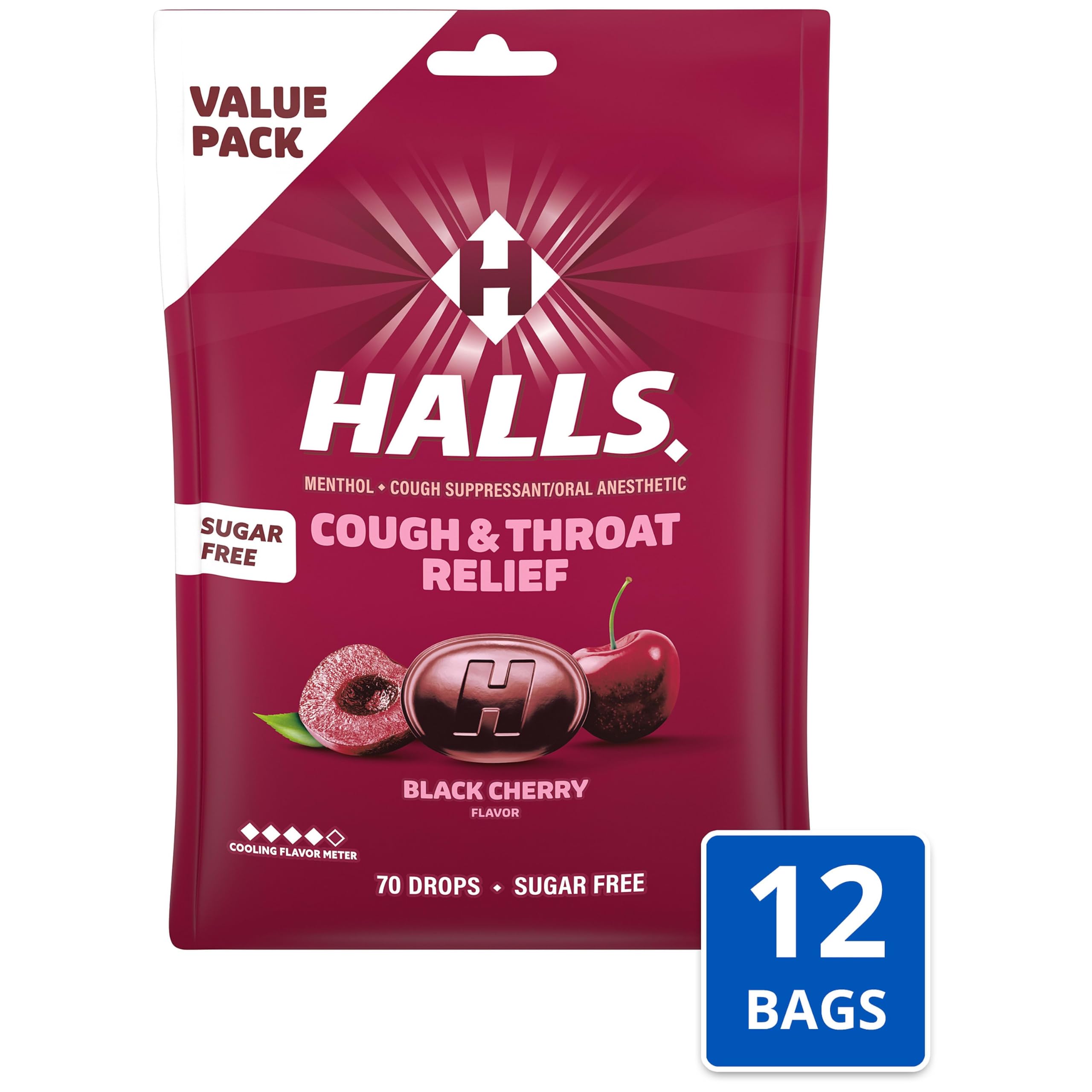 HALLS pastilla en mano lista para disolverse y aliviar garganta