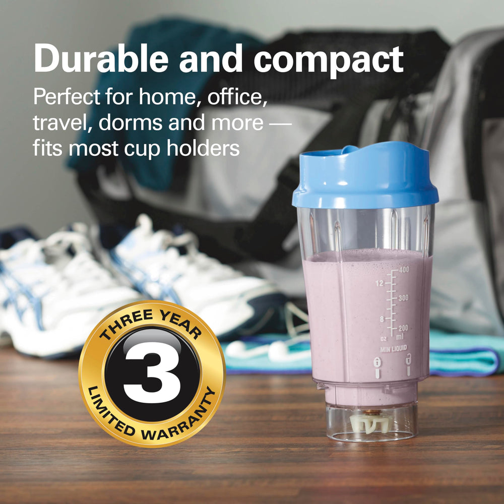 Hamilton Beach blender jar with frozen fruit and ice for smooth texture results