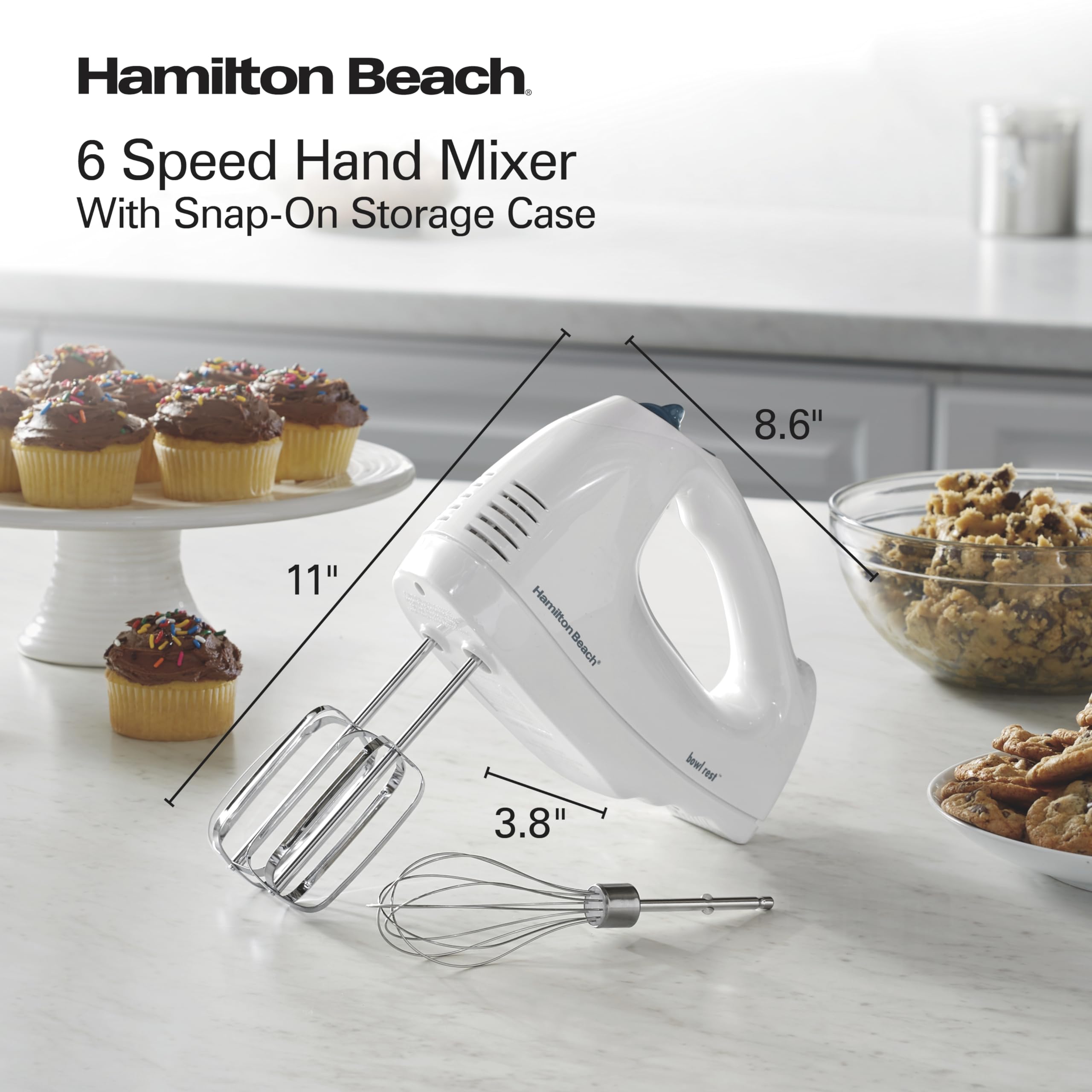 Hamilton Beach mixer styled on kitchen counter showing organized, ready-to-use convenience