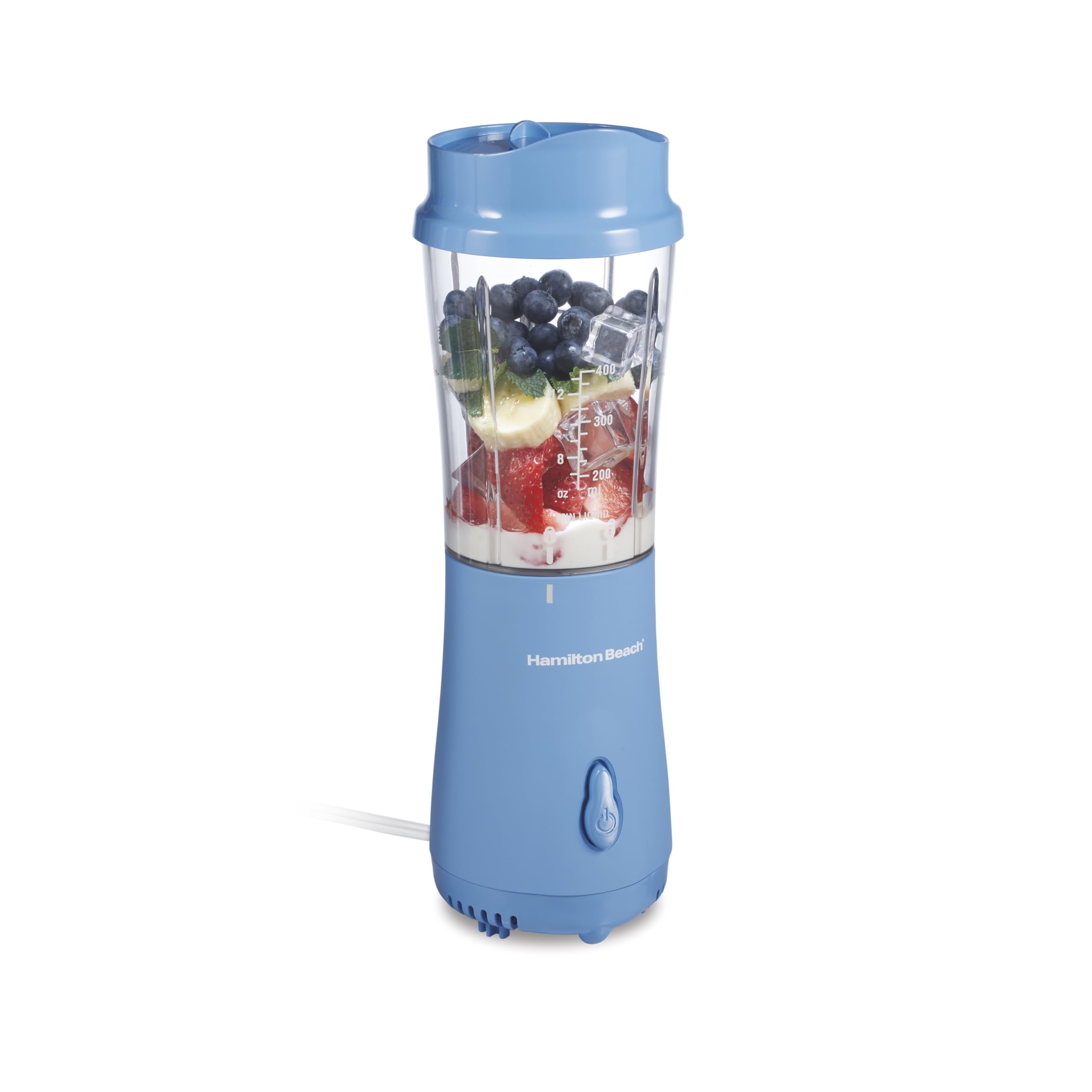 Hamilton Beach portable blender front view showing compact base and jar convenience