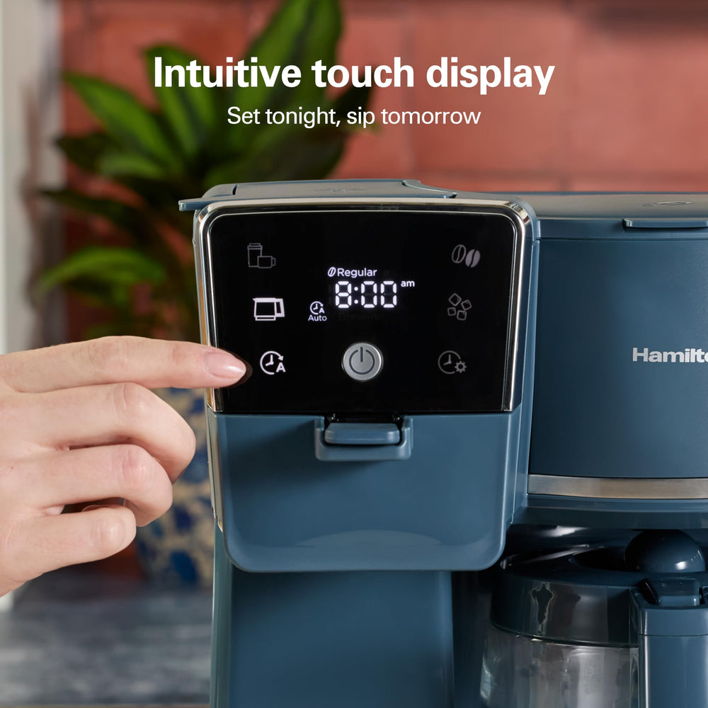 Hamilton Beach unit on countertop showing compact footprint and organization benefit