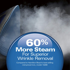 Hamilton Beach demostrando vapor vertical para prendas en percha