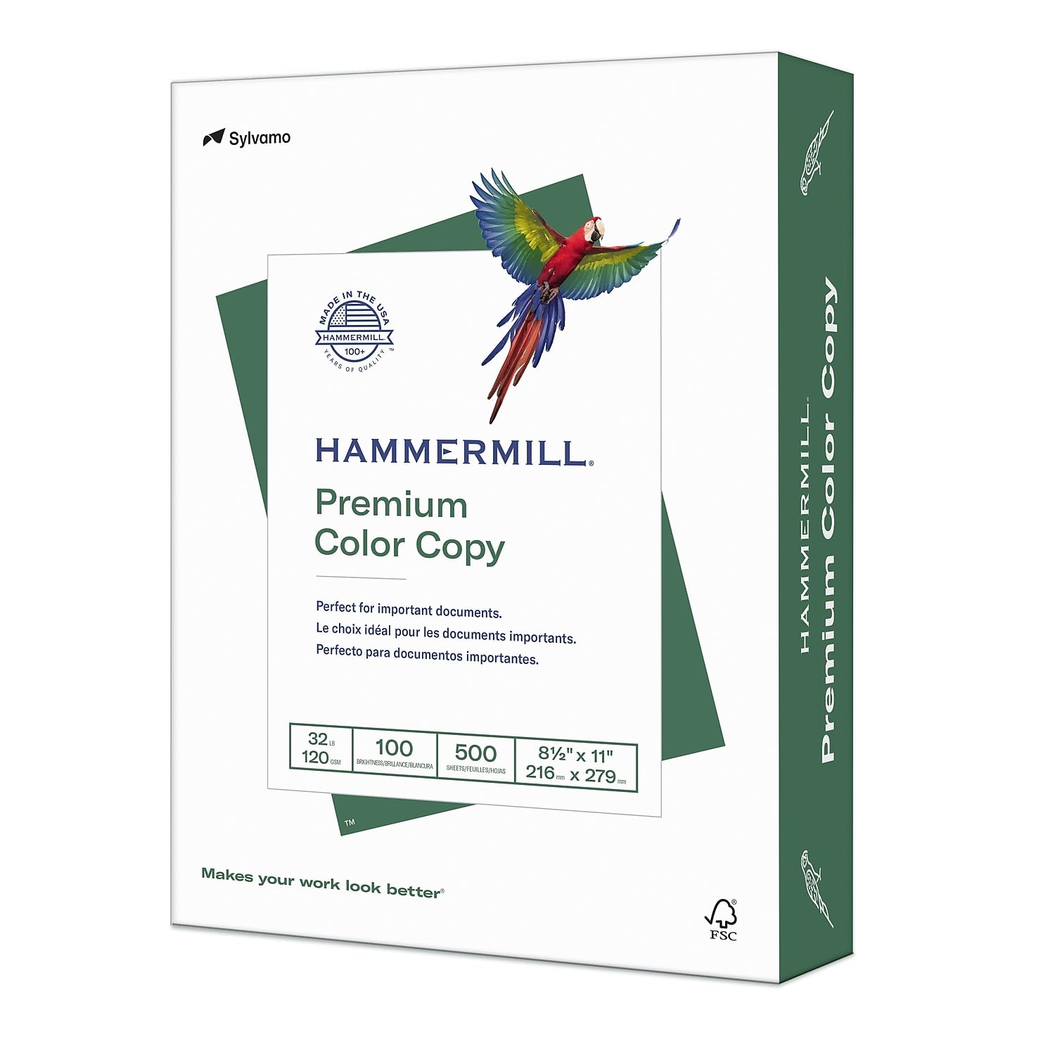 Hammermill frente del paquete mostrando marca y 32 lb para confianza