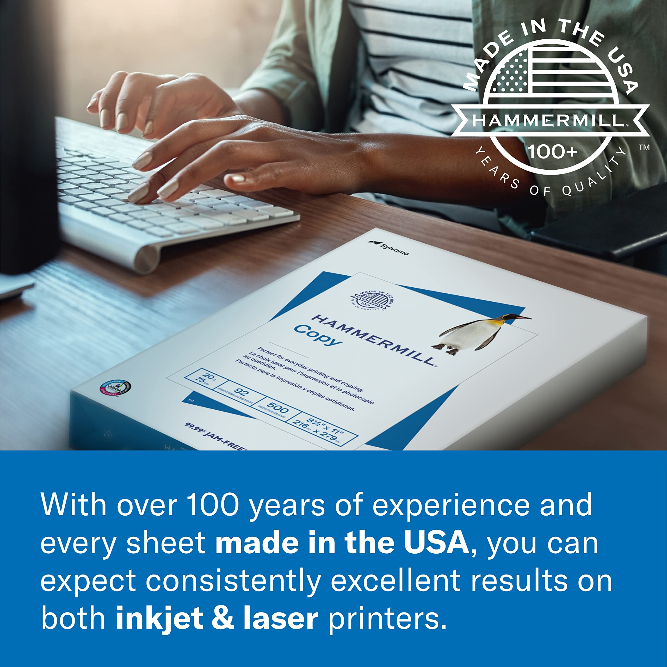 Hammermill FSC and Made in USA label highlighting sustainable sourcing