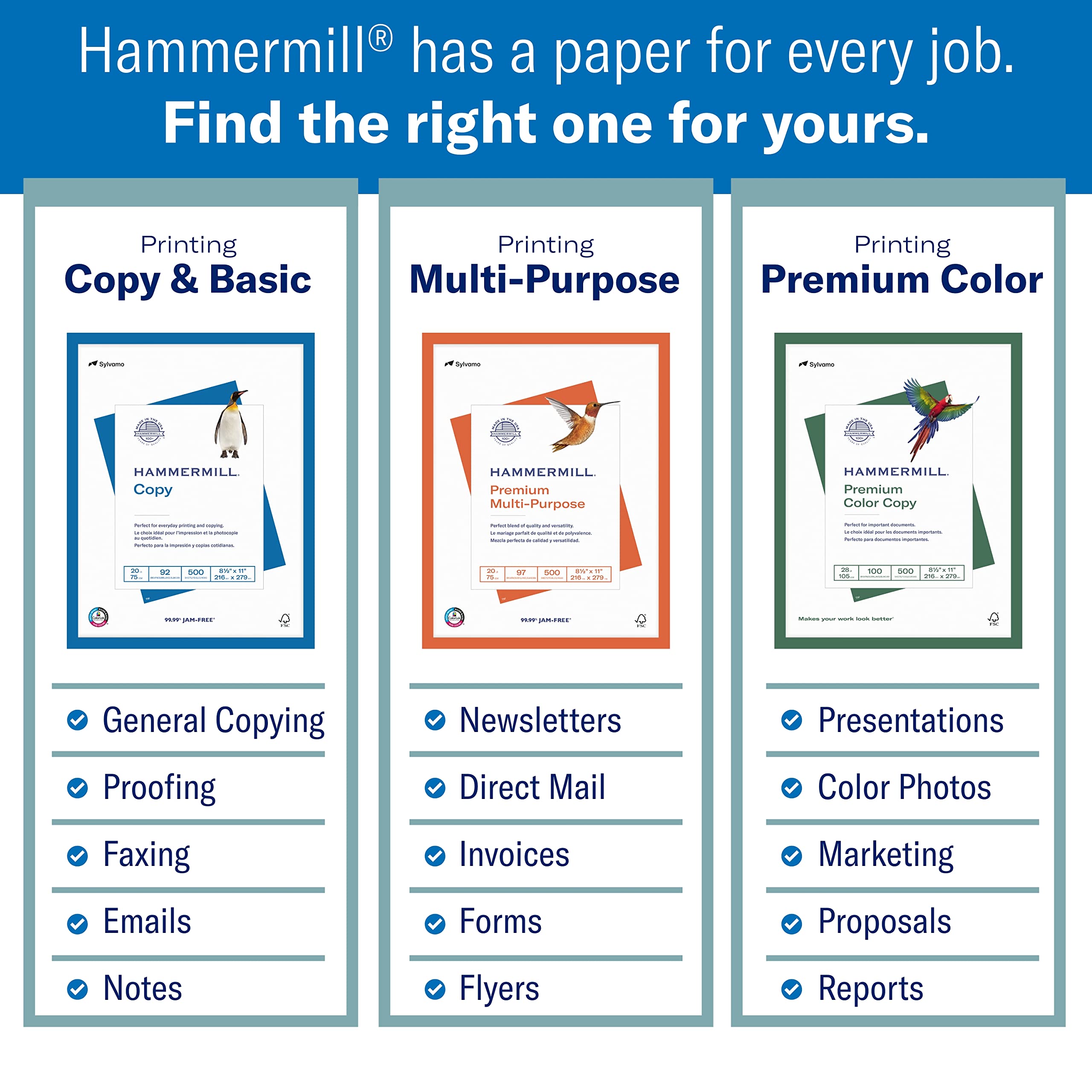 Hammermill paper feeding in a color copier ensuring jam-free performance