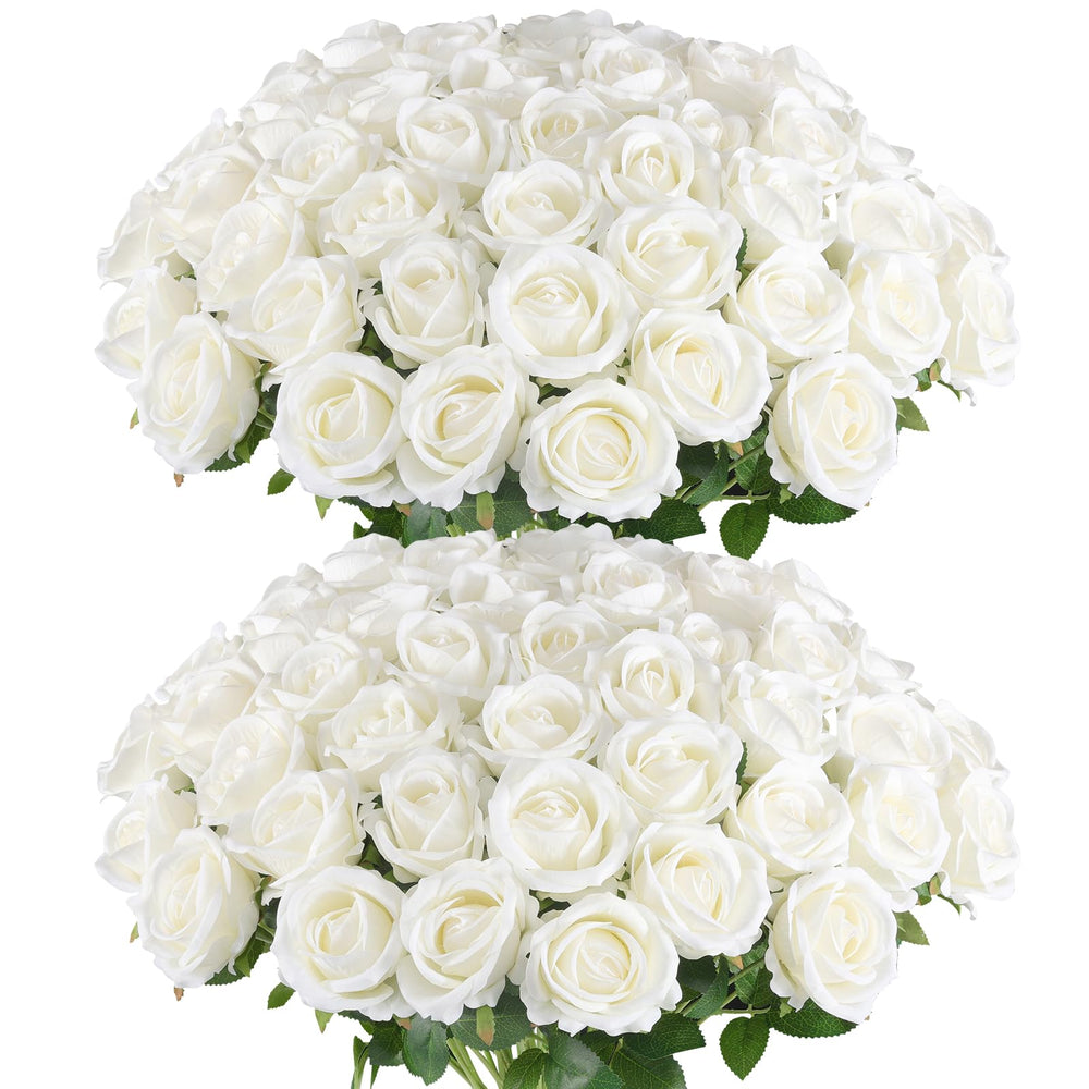Hananona paquete frontal de 50 rosas blancas mostrando cantidad y acabado