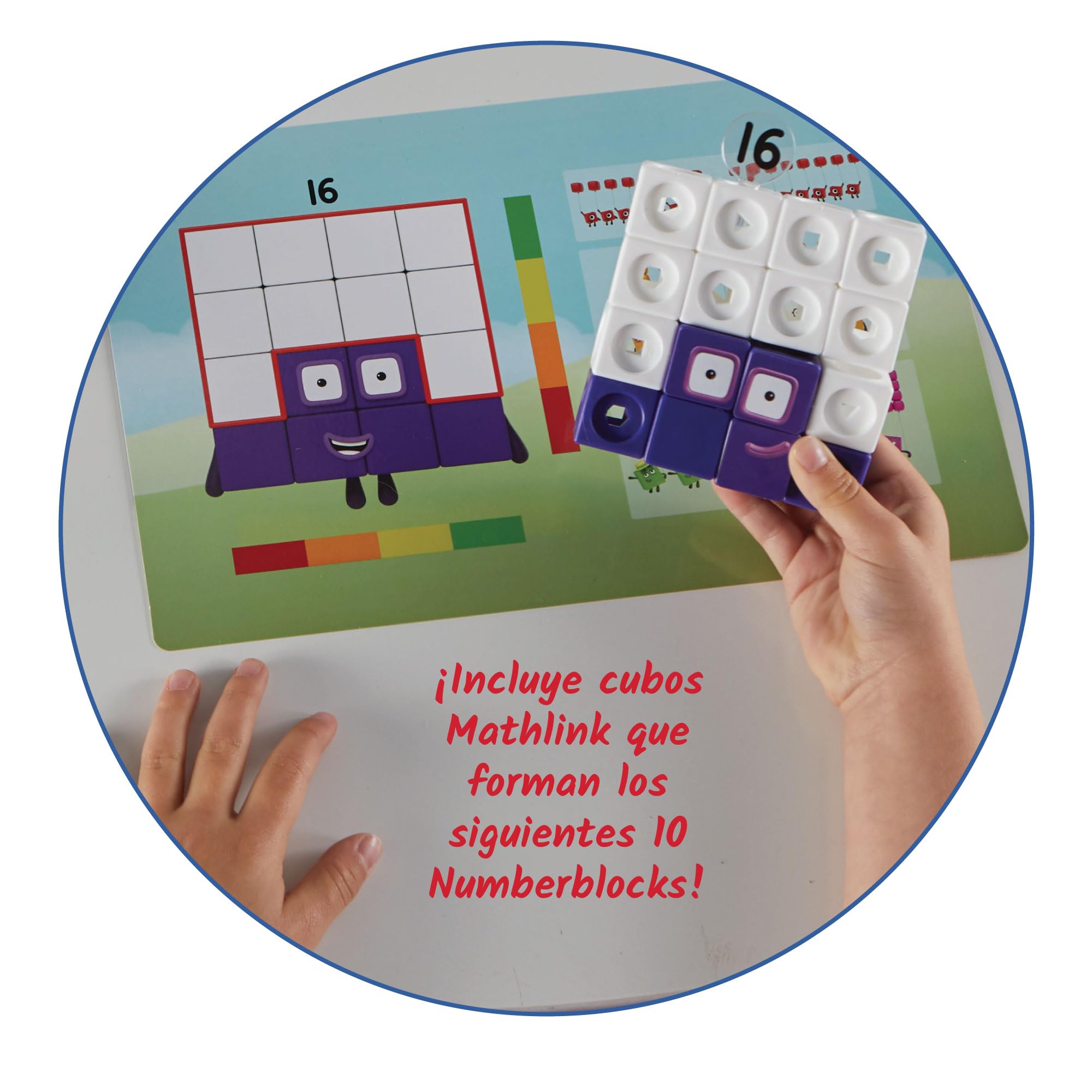 hand2mind primer plano de cubos MathLink mostrando encaje y durabilidad para manipular