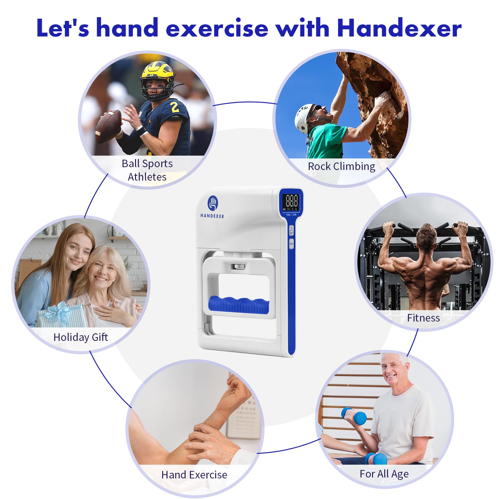 Handexer primer plano del mango antideslizante que mejora el control