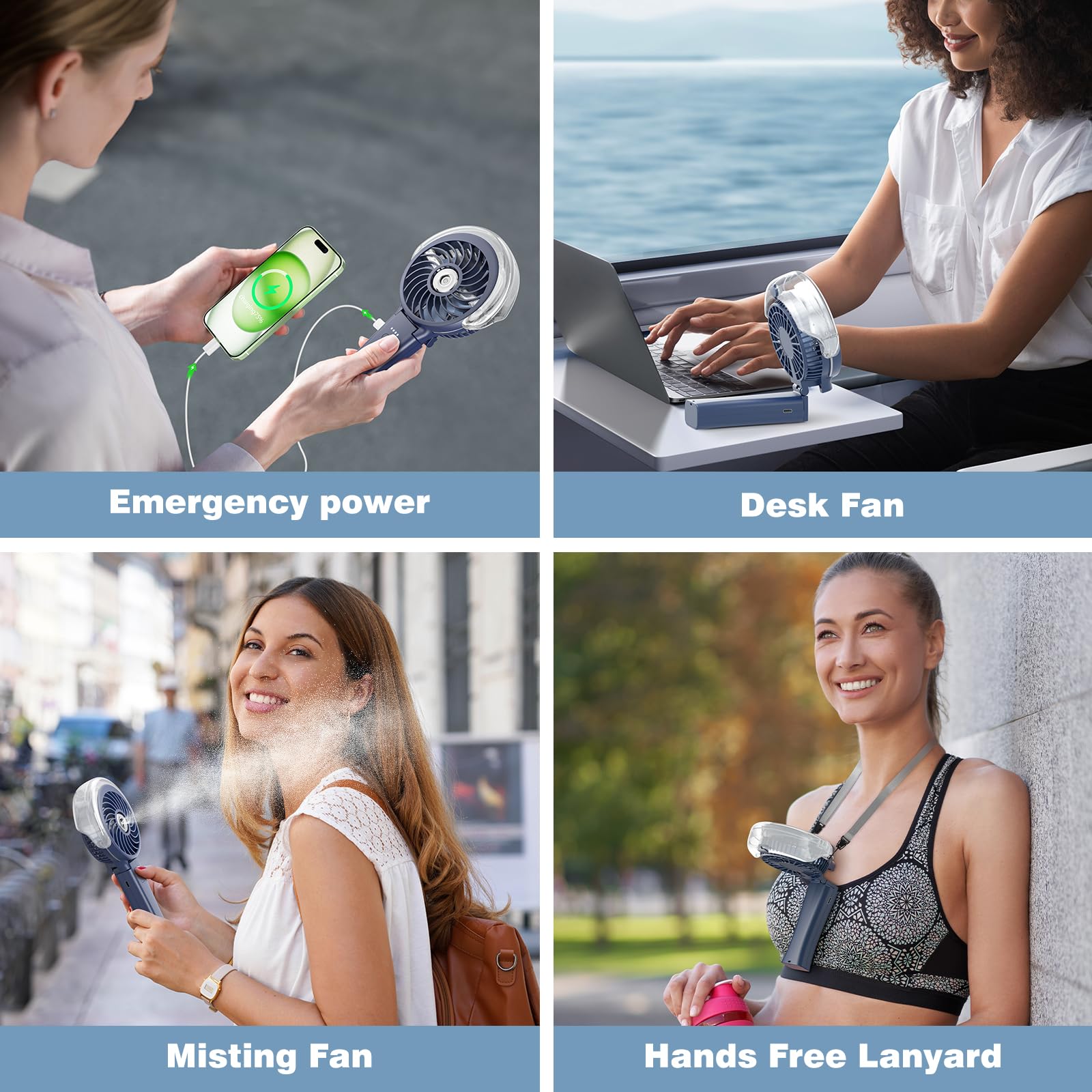 HandFan guardado en mochila listo para viajes y actividades al aire libre