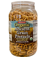 Hanover barril frontal mostrando pretzels orgánicos para almacenamiento práctico