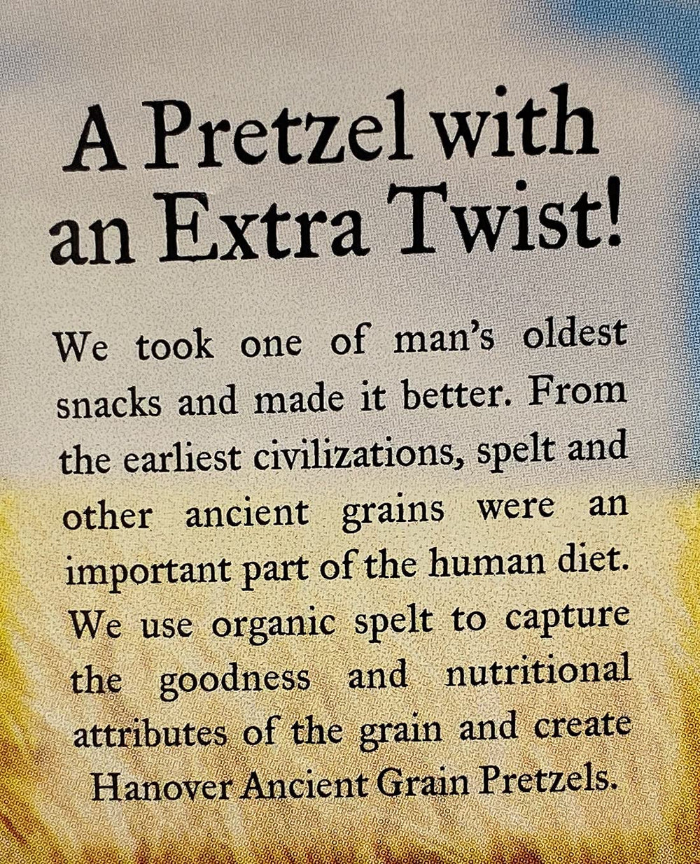 Hanover comparación de tamaño mostrando porción de pretzels y manos