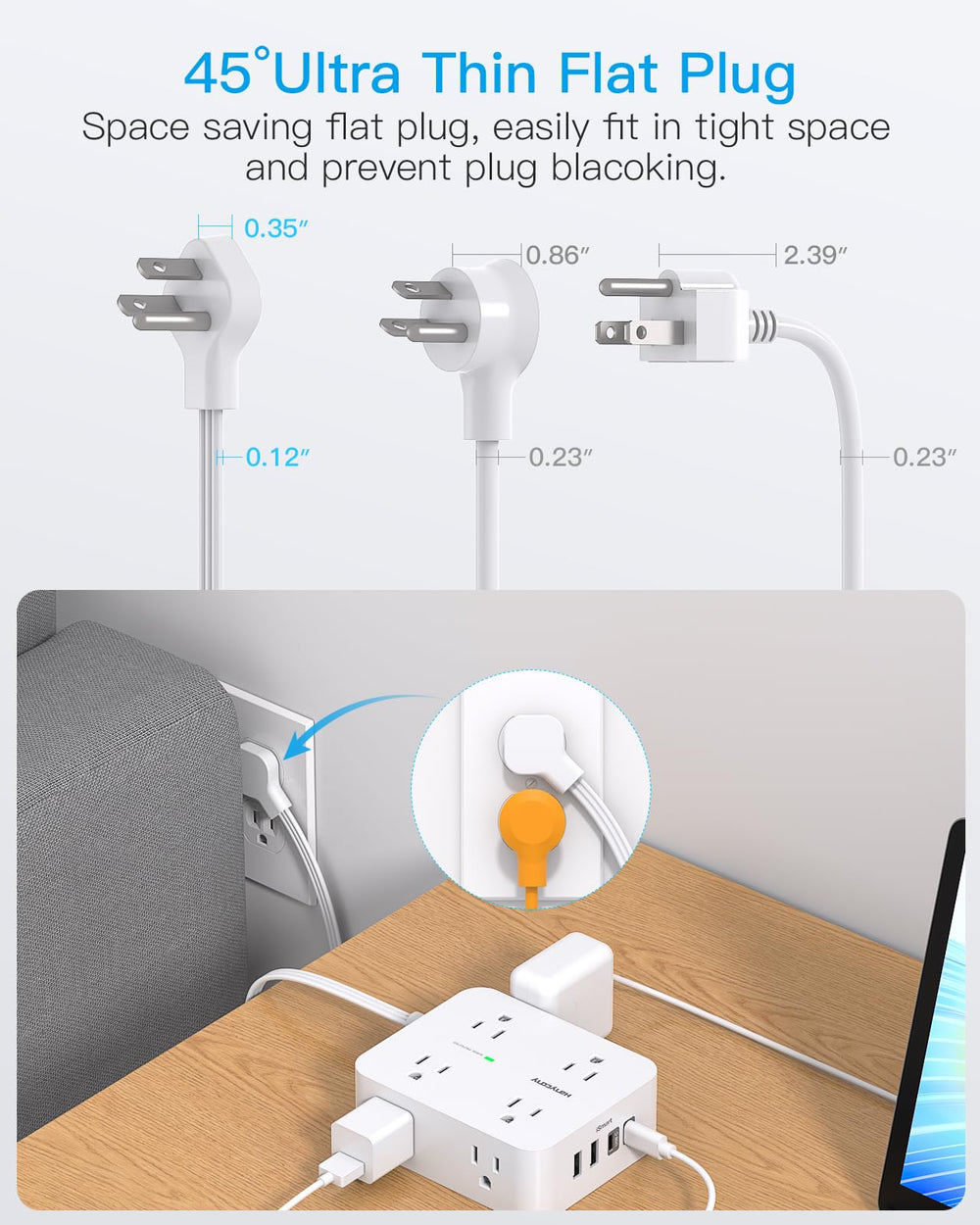HANYCONY comparativa de longitud del cable 15 ft junto a objetos, gran alcance