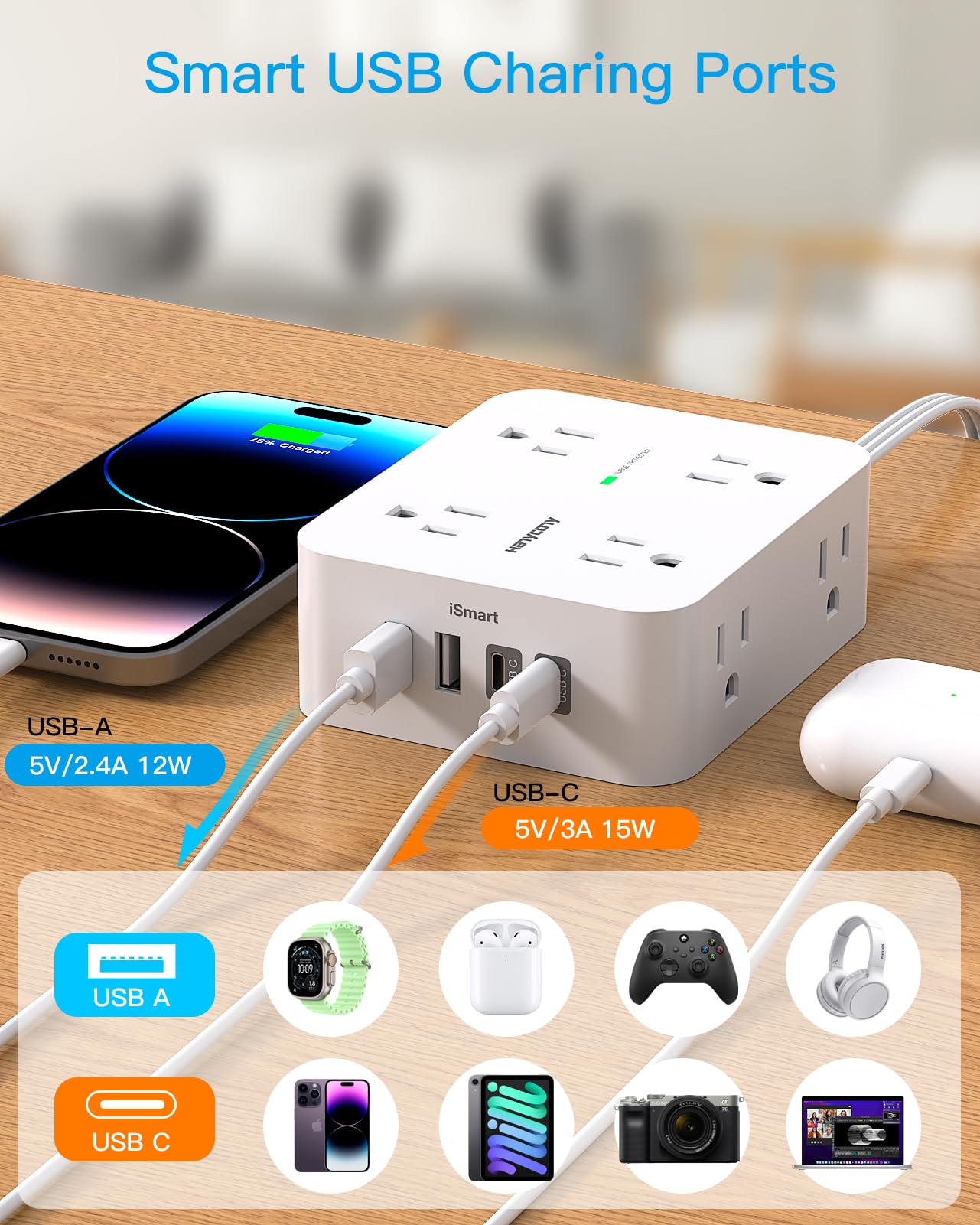 HANYCONY regleta montada en pared con tornillos, instalación segura y ordenada