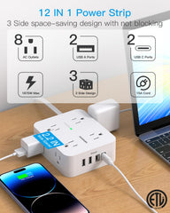 HANYCONY primeros planos de puertos USB-C y USB-A, carga rápida eficiente
