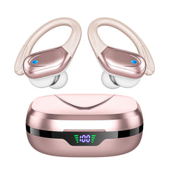 HAOYUYAN vista frontal del estuche abierto mostrando auriculares y LED, comodidad y carga visible