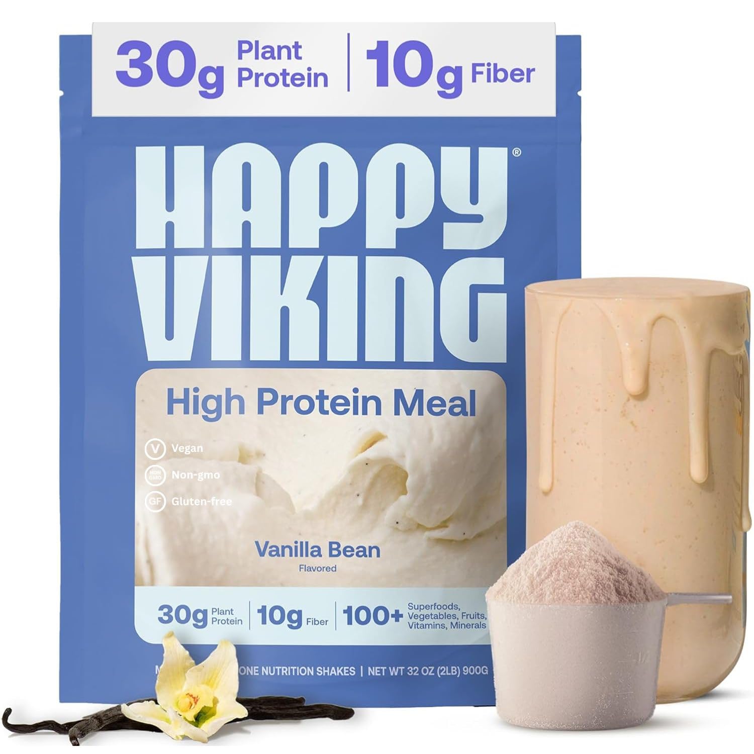 Happy Viking front packaging showing clean vegan protein benefits