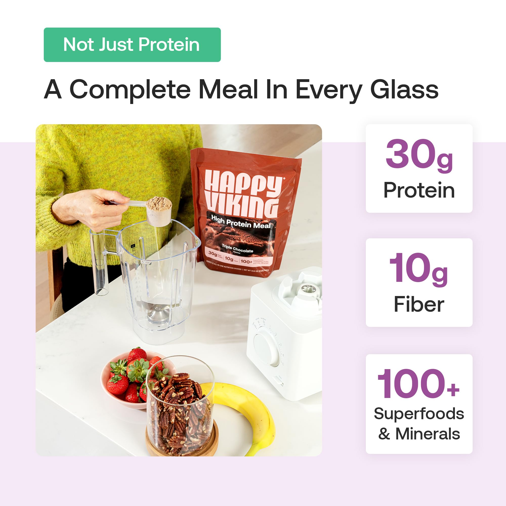 Happy Viking mixed vanilla shake in glass for creamy recovery