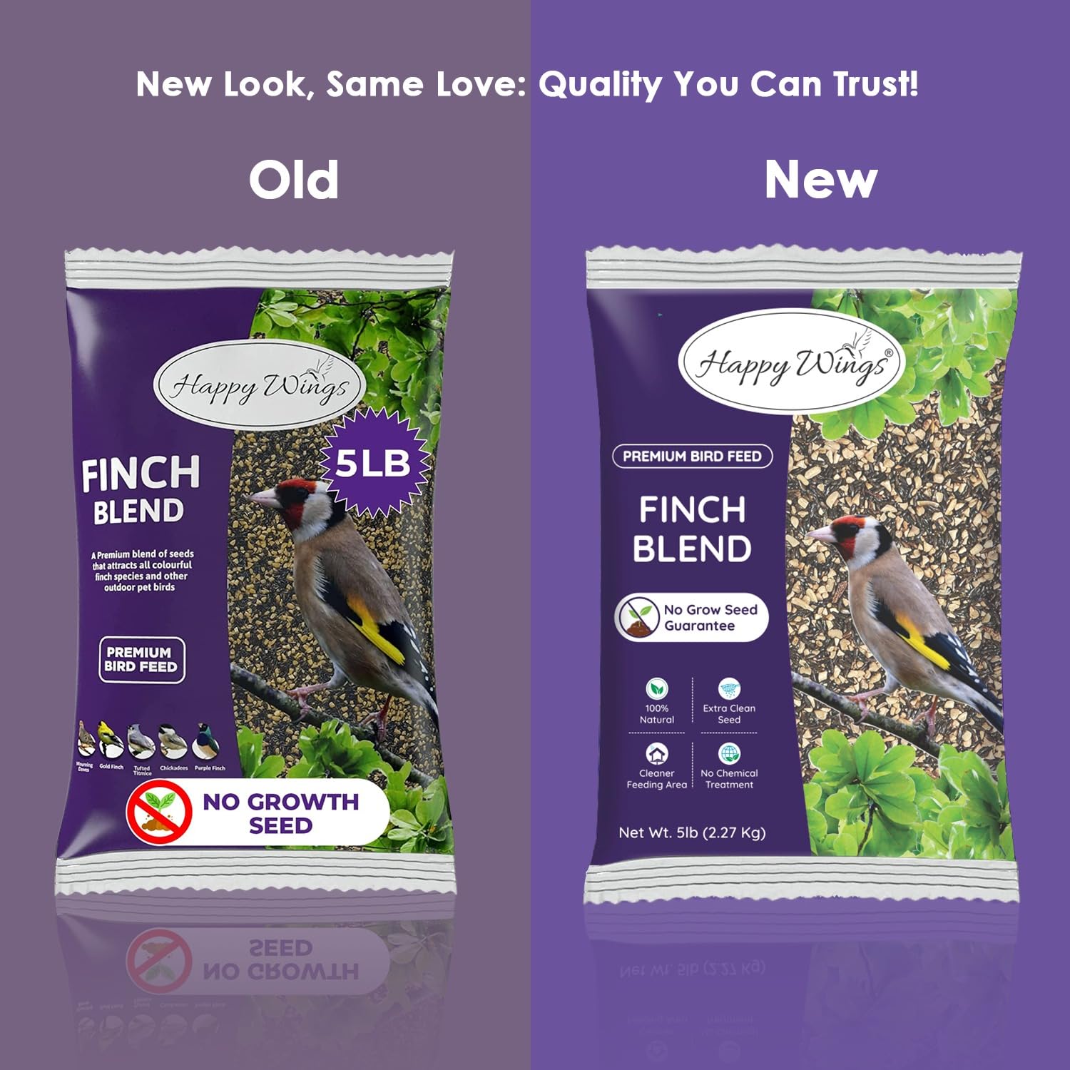 Happy Wings primer plano de semillas que muestra textura y calidad nutritiva