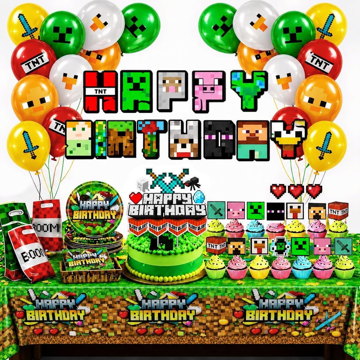 HappySet paquete frontal del kit pixelado mostrando todos los elementos, inspiración inmediata