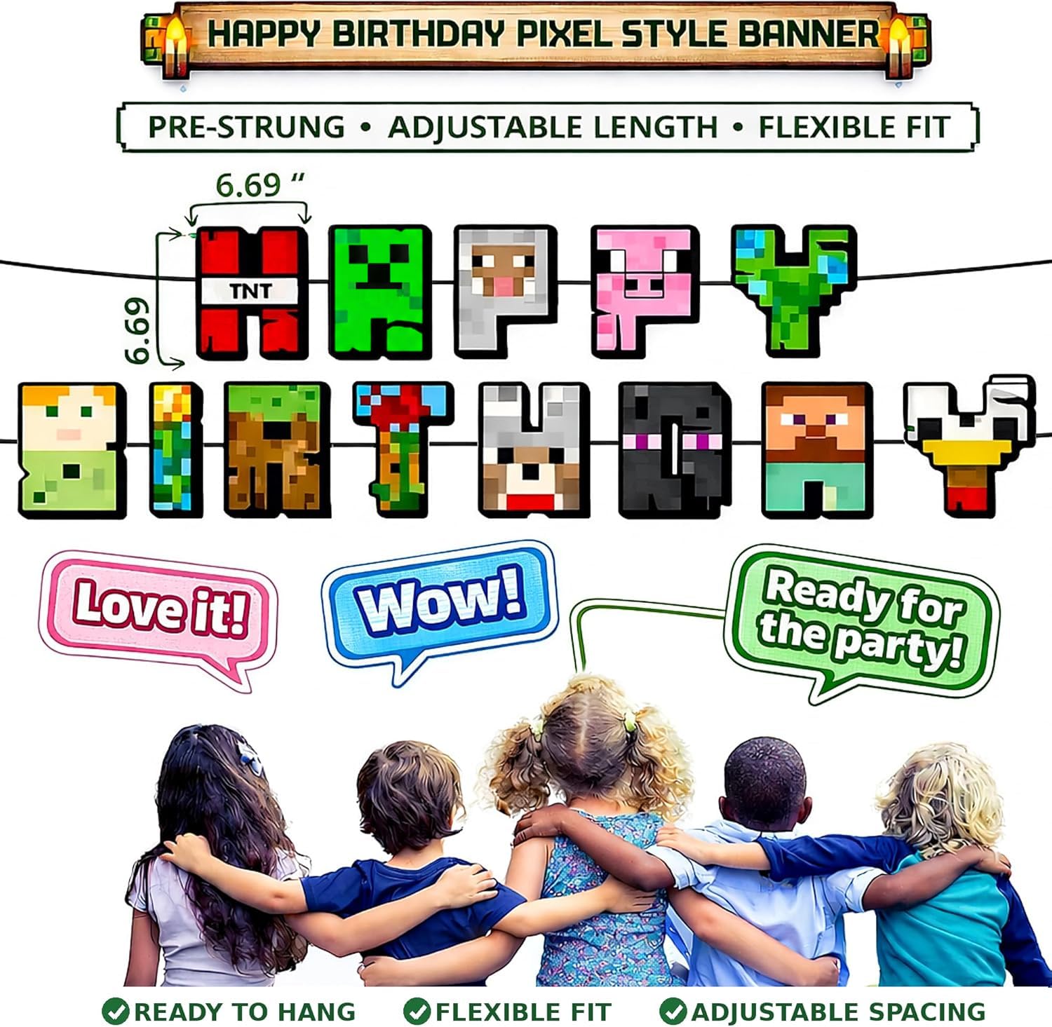 HappySet platos y servilletas con impresión pixelada listos para servir y combinar