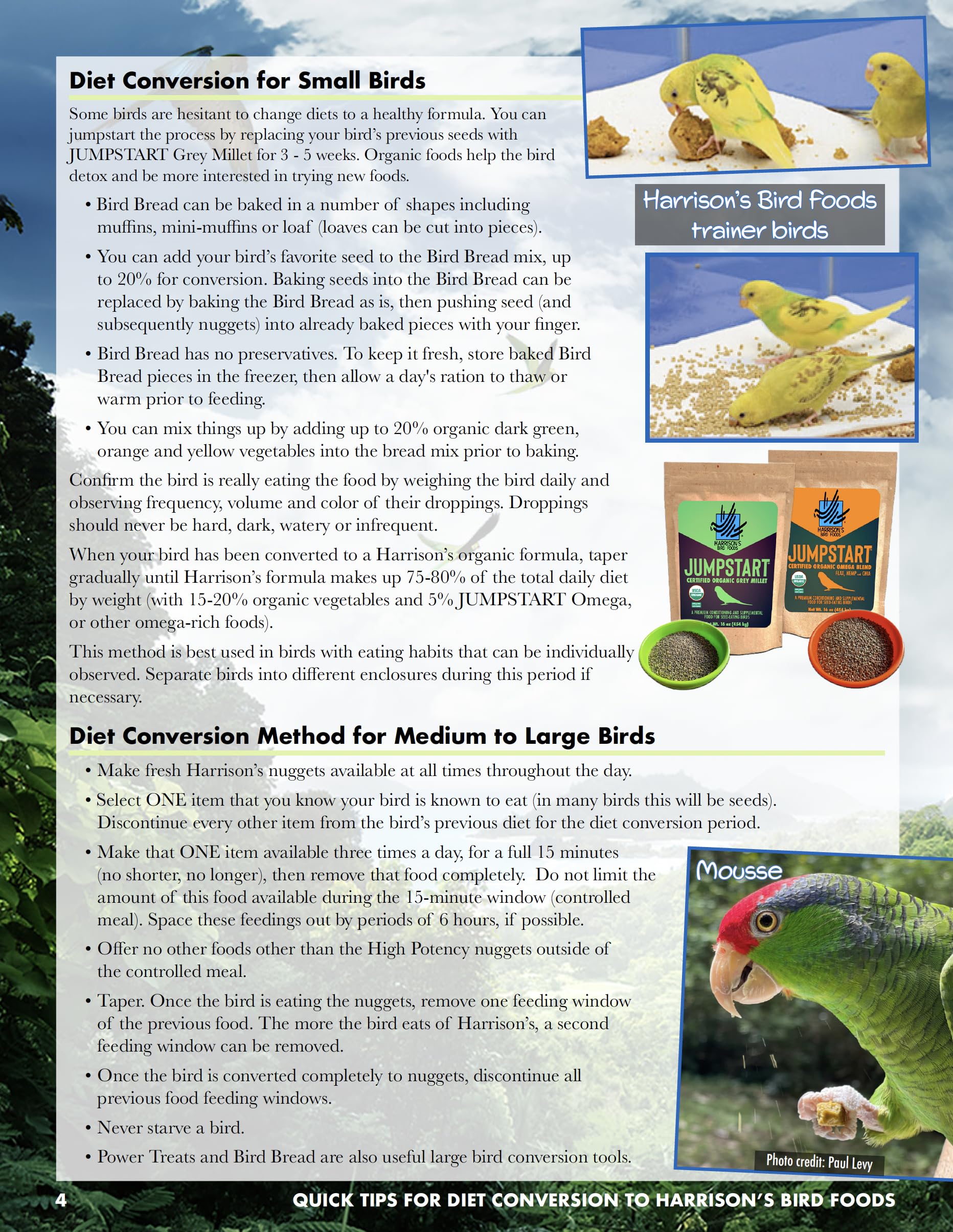 Harrison's Bird Foods envase abierto con pellets listos para servir