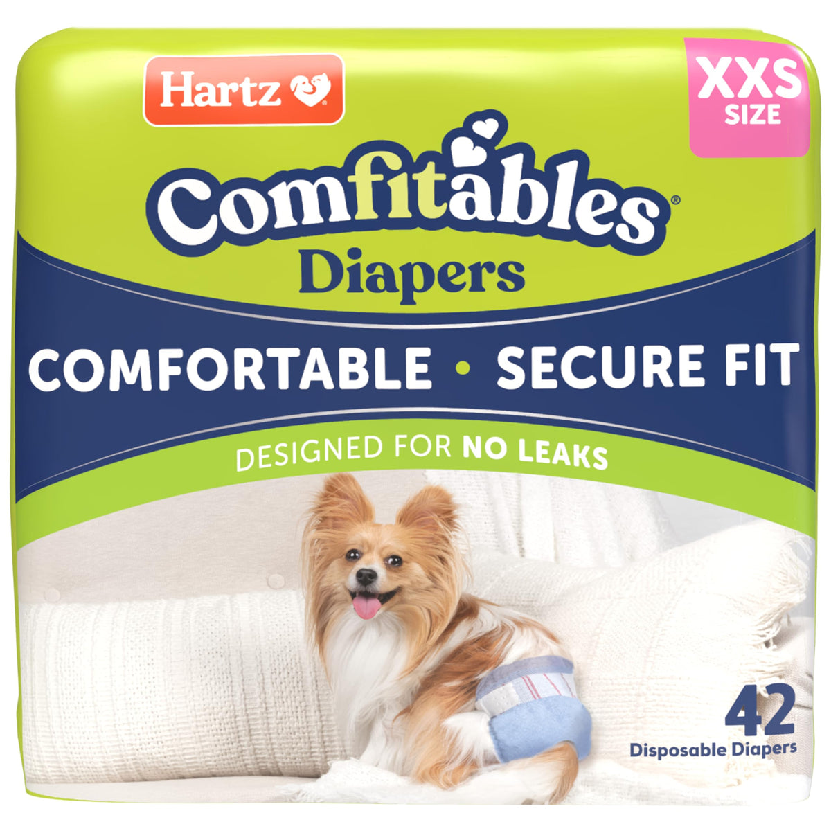 Hartz paquete frontal de pañales XXS con 42 unidades, protección cómoda