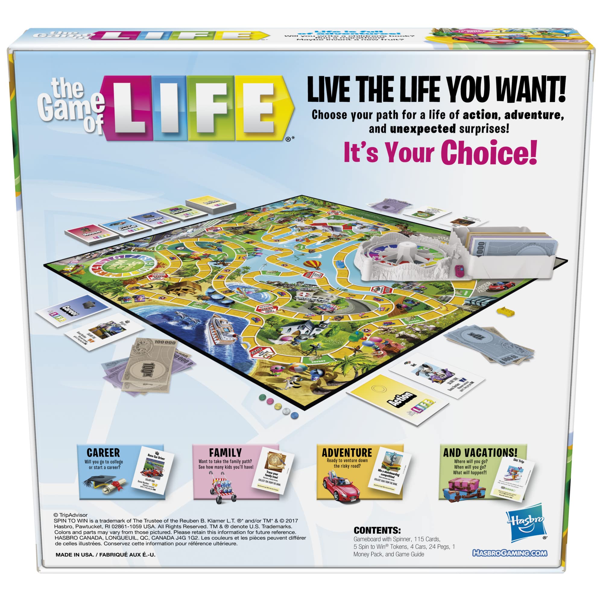 Hasbro Gaming full gameboard layout with path and spin wheel for clear gameplay overview
