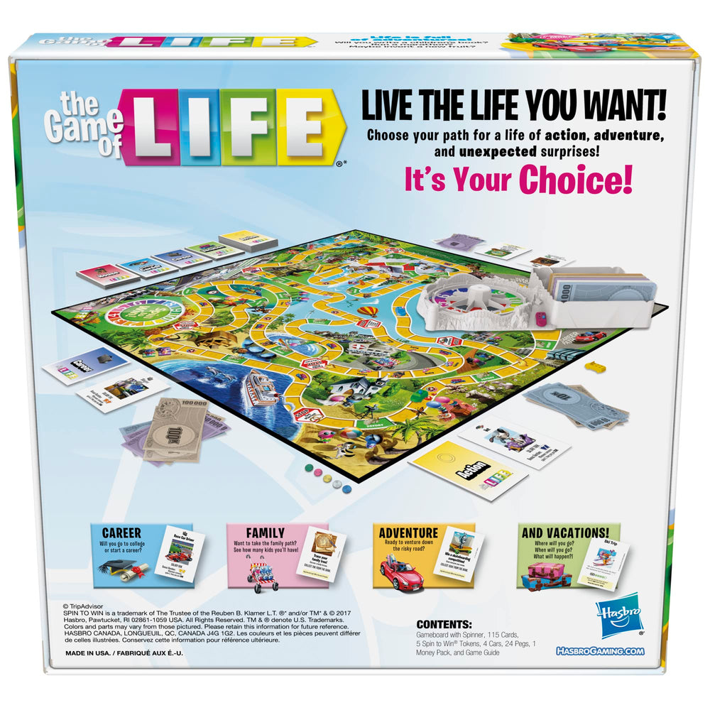 Hasbro Gaming full gameboard layout with path and spin wheel for clear gameplay overview
