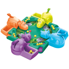 Hasbro dino partida en acción con niños accionando palancas y risas compartidas