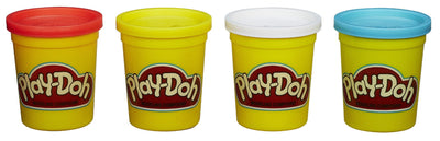 Hasbro Play-Doh vista frontal del paquete con cuatro botes, ideal para creatividad
