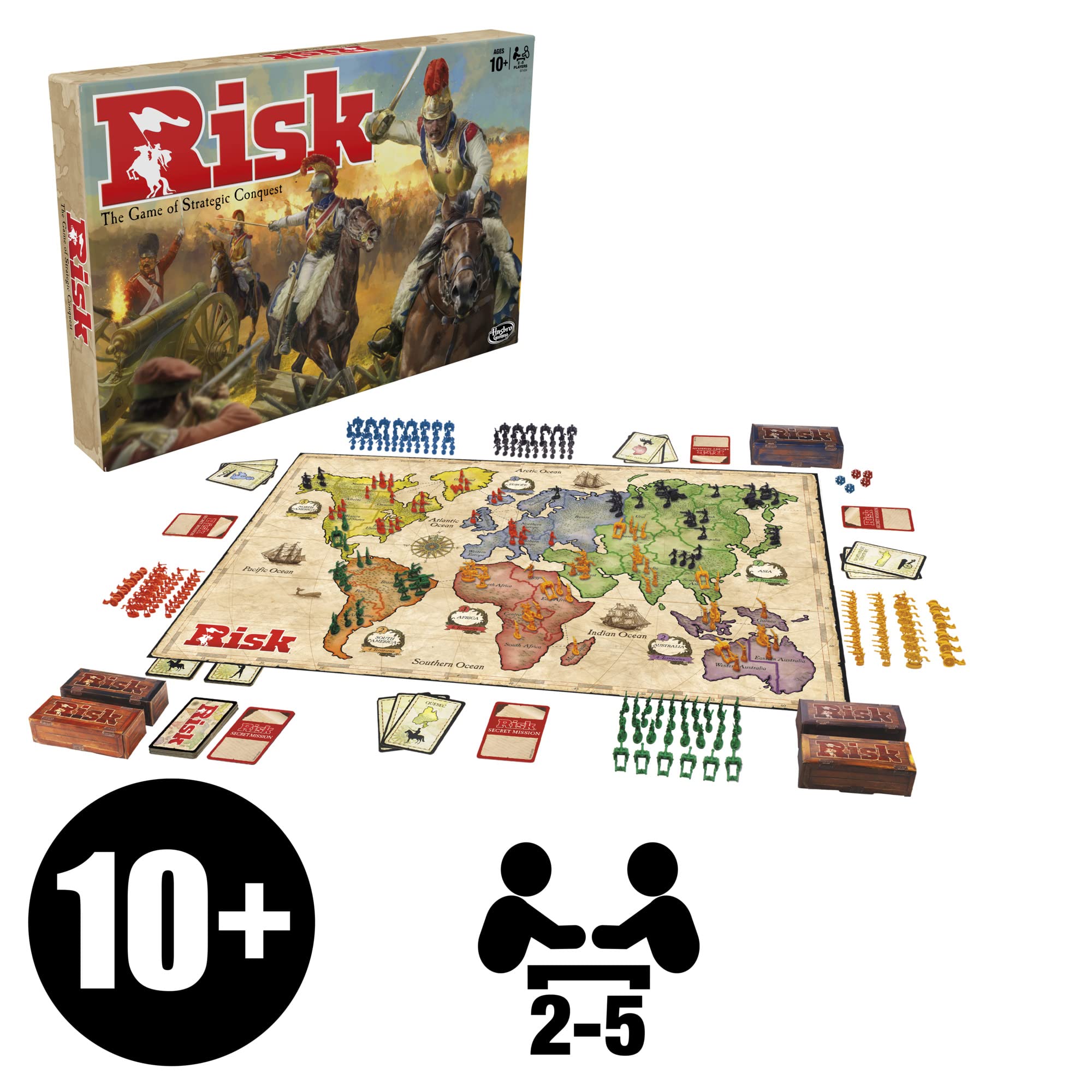 Hasbro Risk ejércitos de infantería, caballería y artillería para estrategias