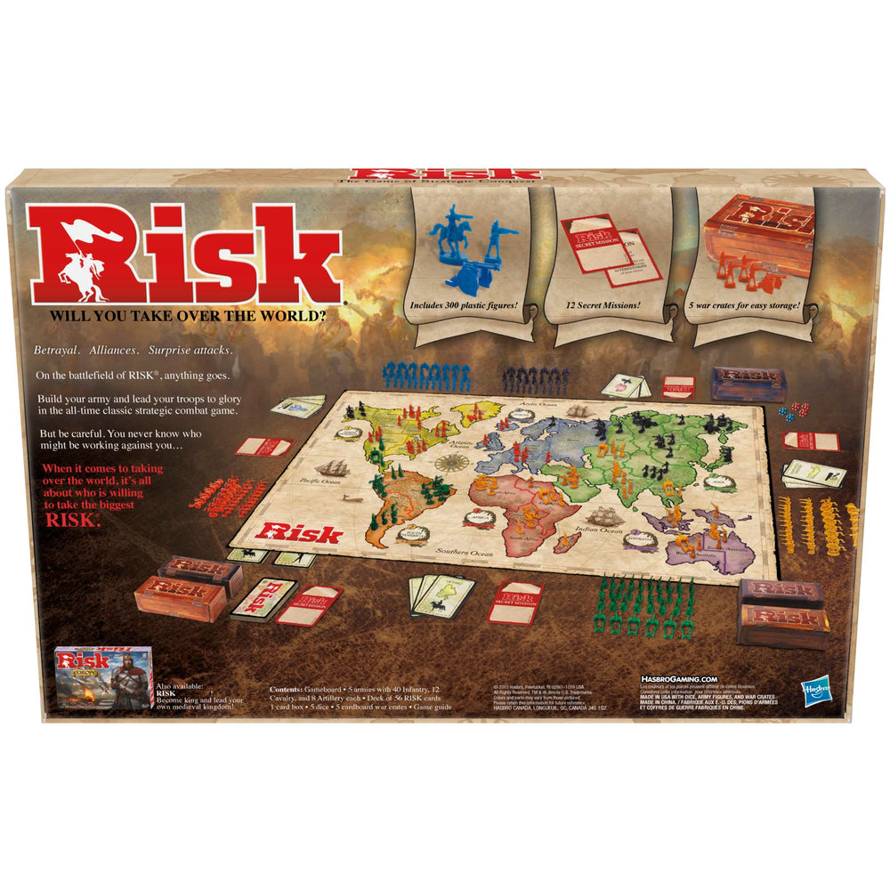 Hasbro Risk tablero mundial con territorios listos para la conquista