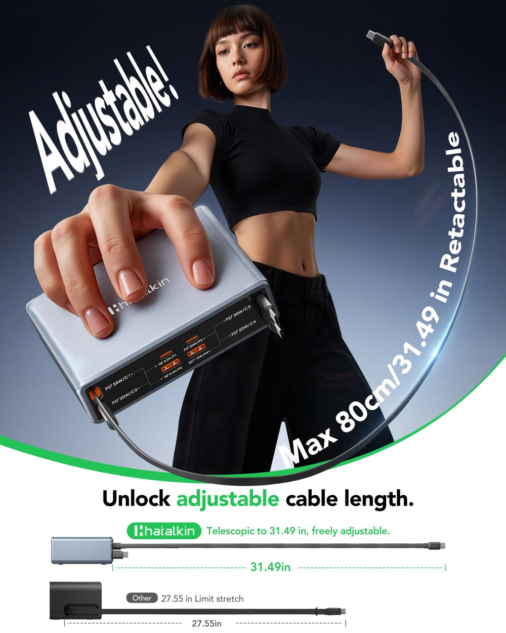 HATALKIN opened packaging displaying dock adapter manual and included accessories