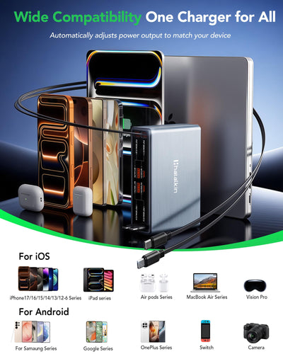 HATALKIN dock charging phone tablet earbuds and Switch to simplify device management