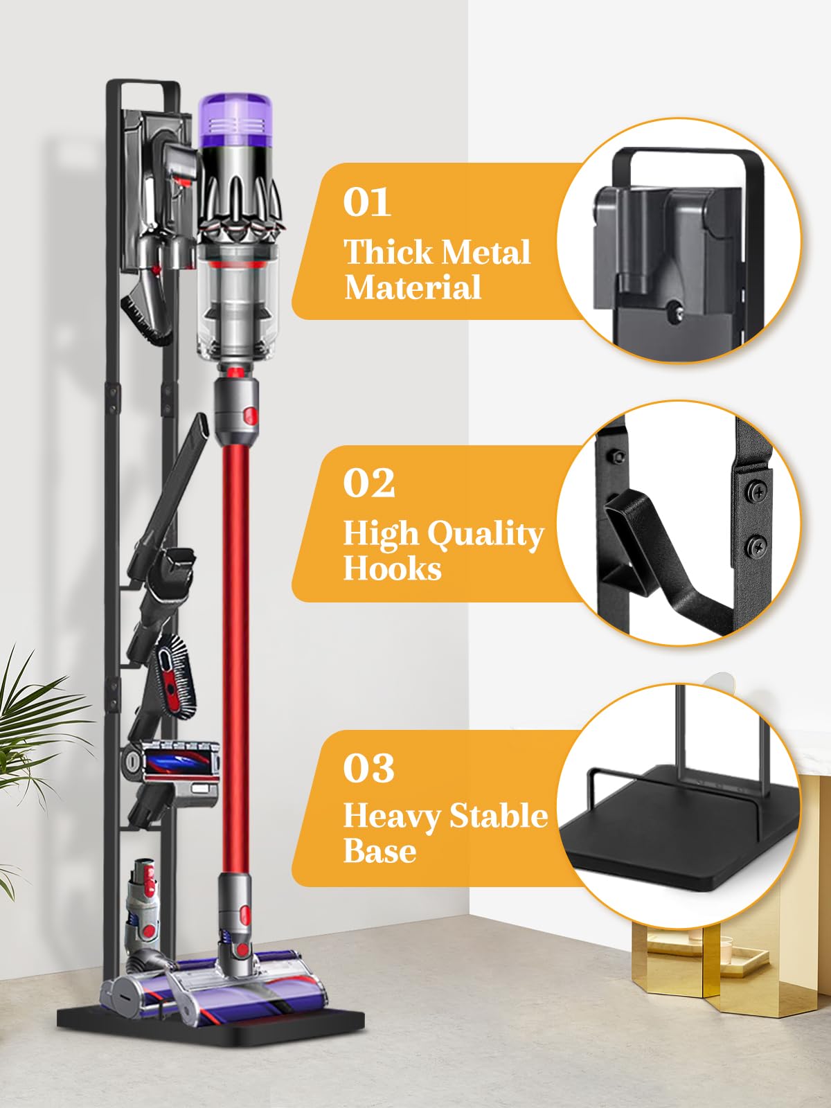 Haturi accessory storage slots holding multiple Dyson tools neatly