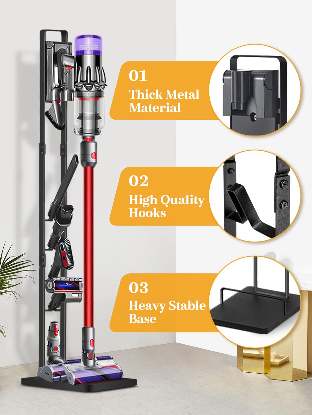 Haturi accessory storage slots holding multiple Dyson tools neatly